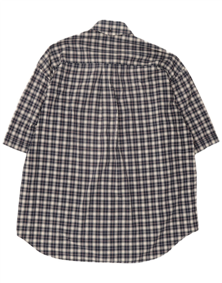 Trussardi Jeans Kortærmet Herreskjorte XL Navy Blue Check