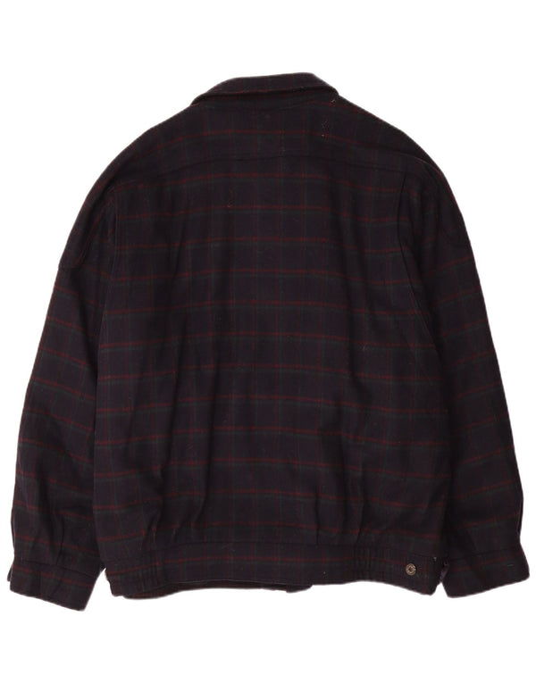 BUSCH Bomberjakke til mænd UK 42 XL Marineblå ternet uld