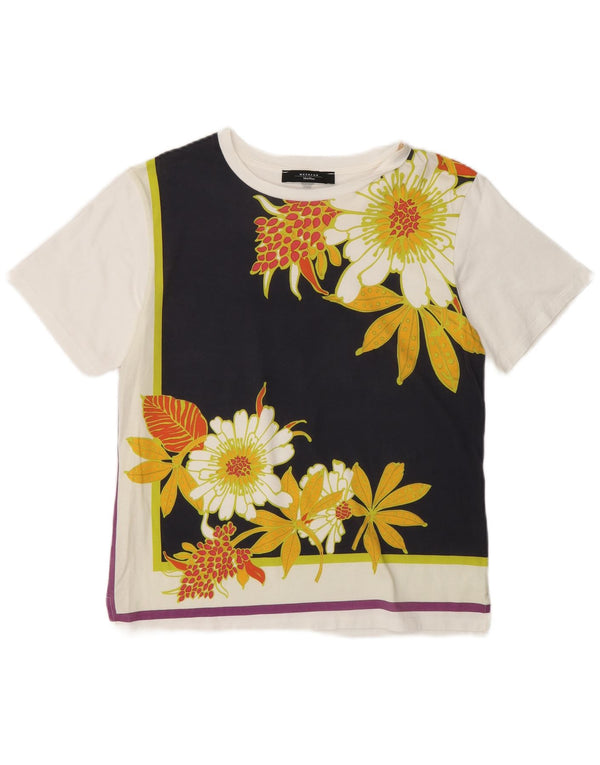 Max Mara Dame Weekend T-Shirt Top UK 10 Small White Floral