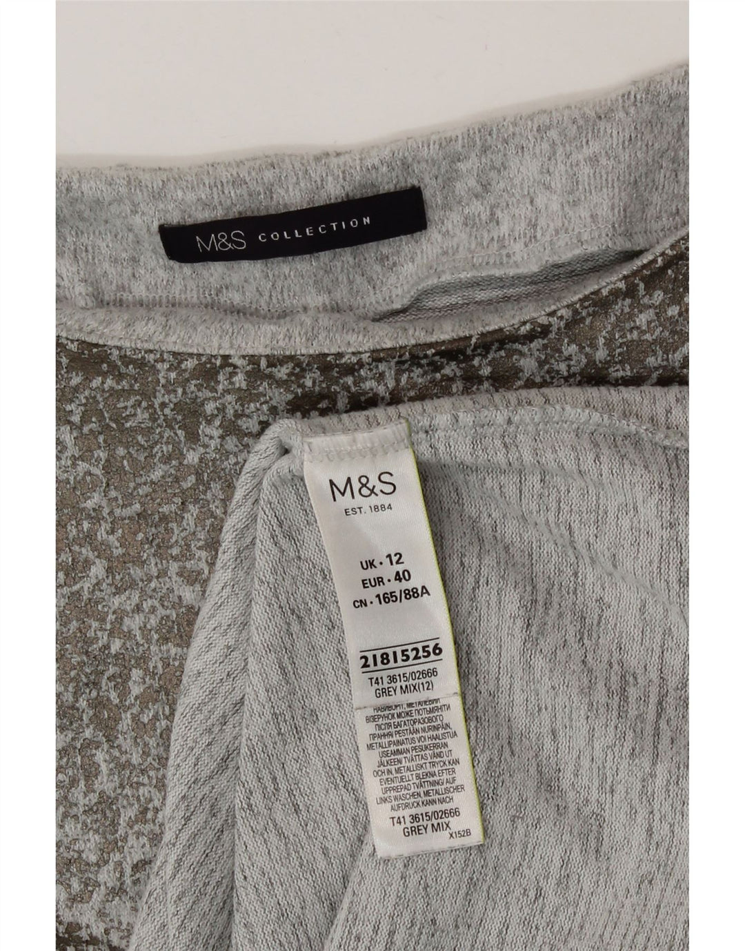 Marks & Spencer Dametop Langærmet UK 12 Medium Grey Polyester