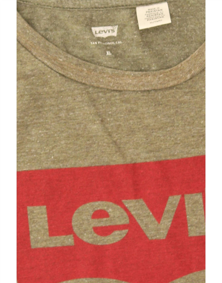 Levi's Herre grafisk T-shirt Top XL Khaki Flecked