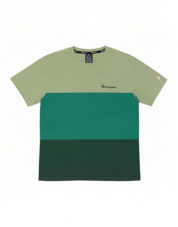 Champion Herre T-shirt Top Medium Grøn Colourblock Bomuld