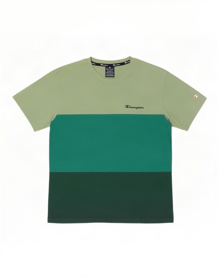 Champion Herre T-shirt Top Medium Grøn Colourblock Bomuld