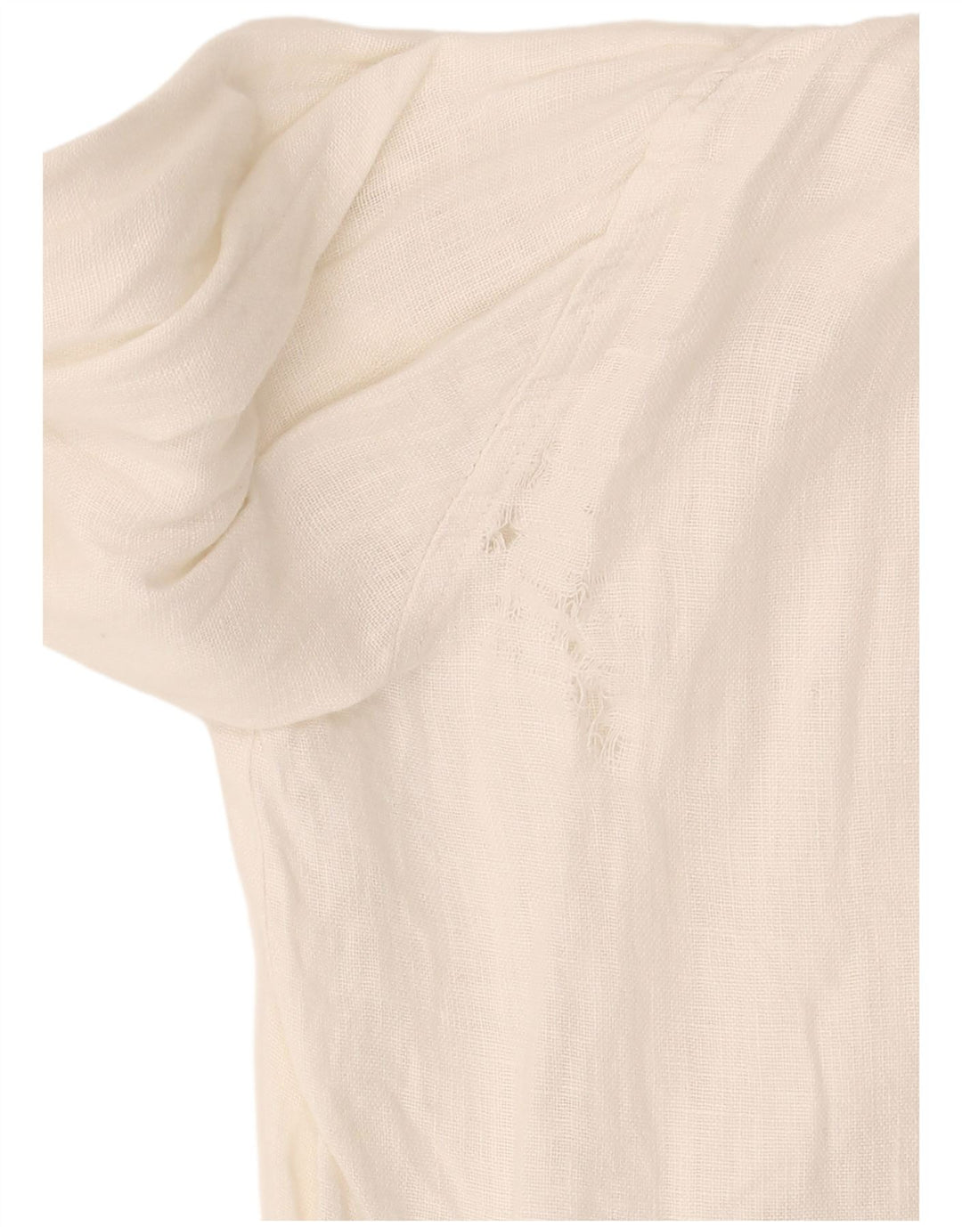 Zara skjortebluse med 3/4 ærmer til kvinder UK 14 Medium hvid hør