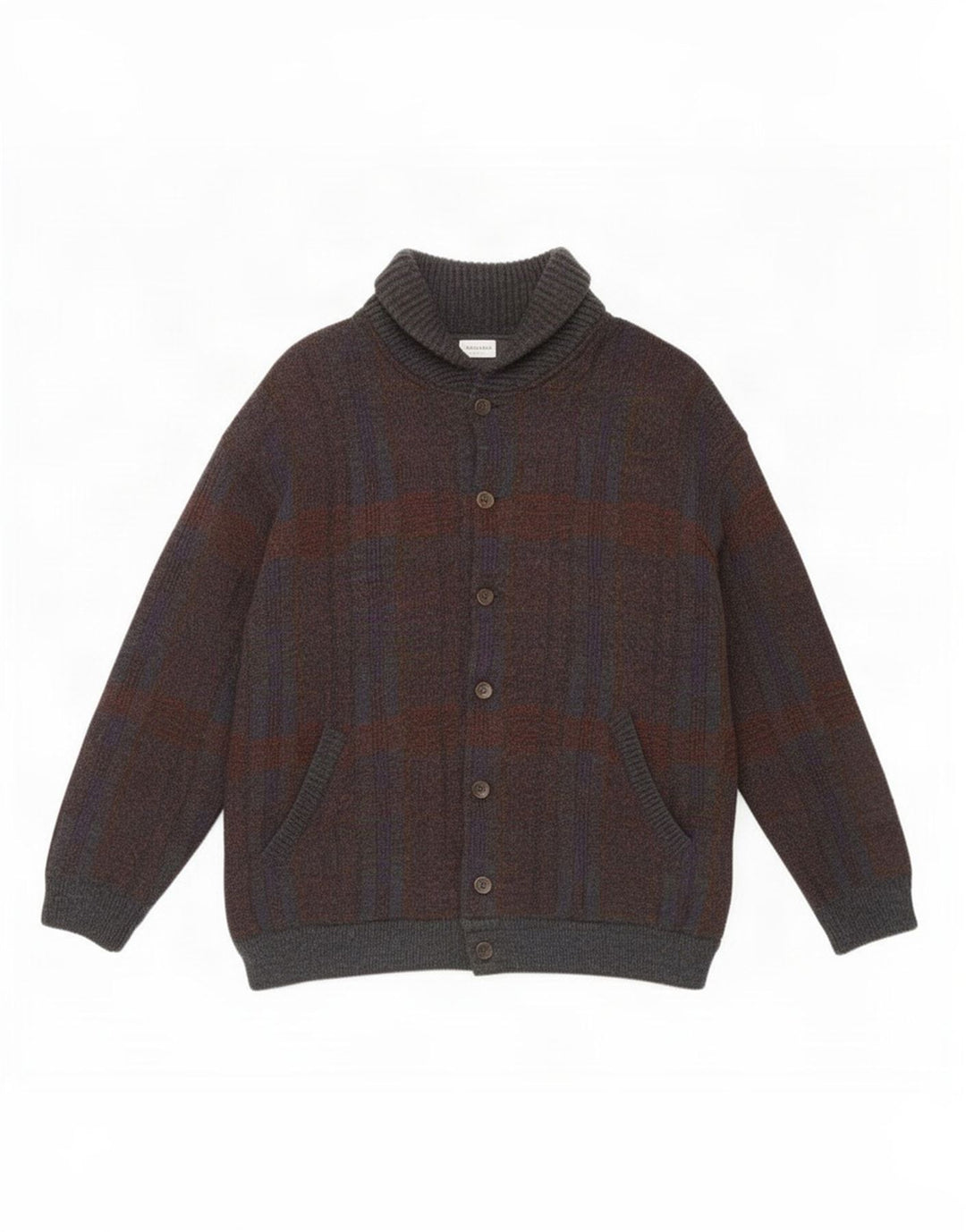 Settebello Herre Cardigan Sweater Stor Grå Ternet Akryl