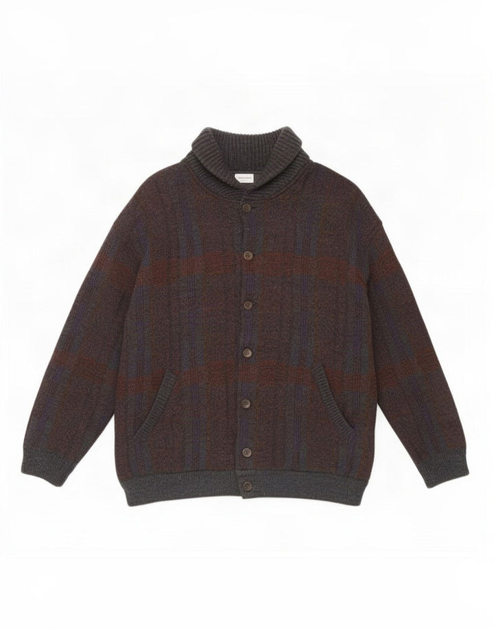 Settebello Herre Cardigan Sweater Stor Grå Ternet Akryl