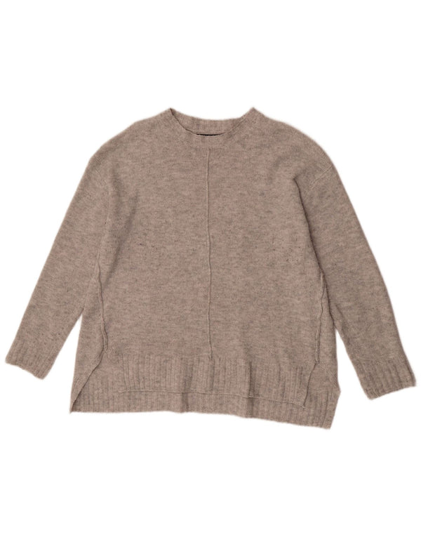 Marks & Spencer Womens Crew Neck Jumper Sweater UK 14 Medium Grey Acrylic