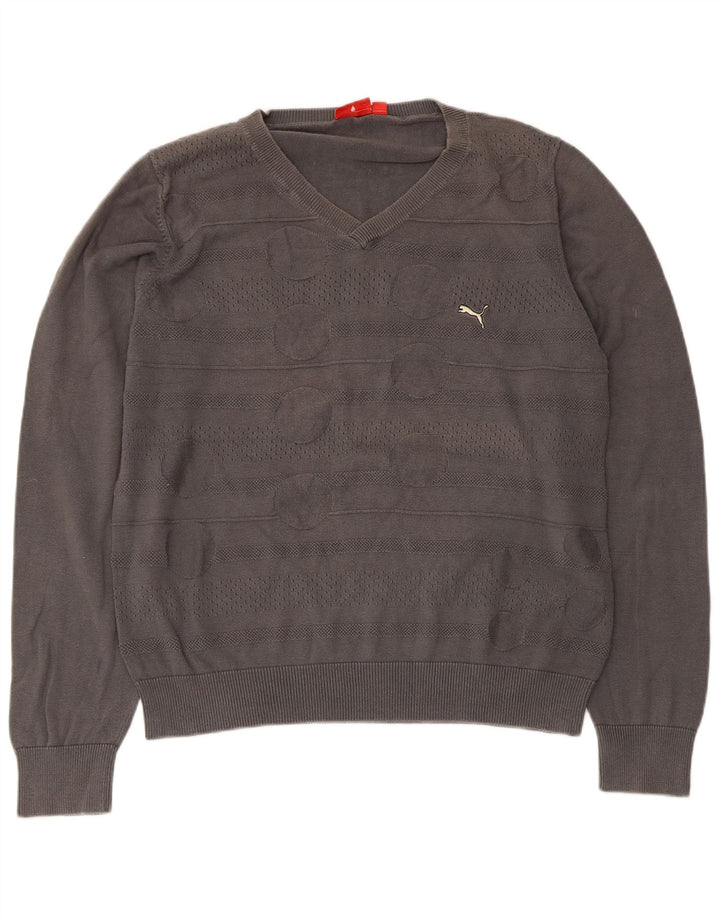Puma Herre V-hals sweater Stor Grå Geometrisk Bomuld