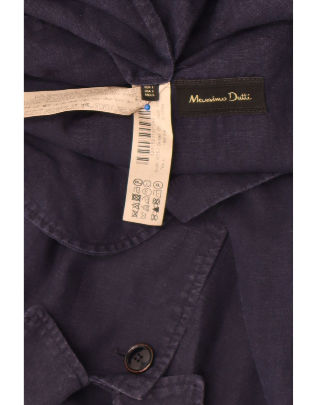 Massimo Dutti Herre Utility Jacket UK 40 Large Navy Blue Linen