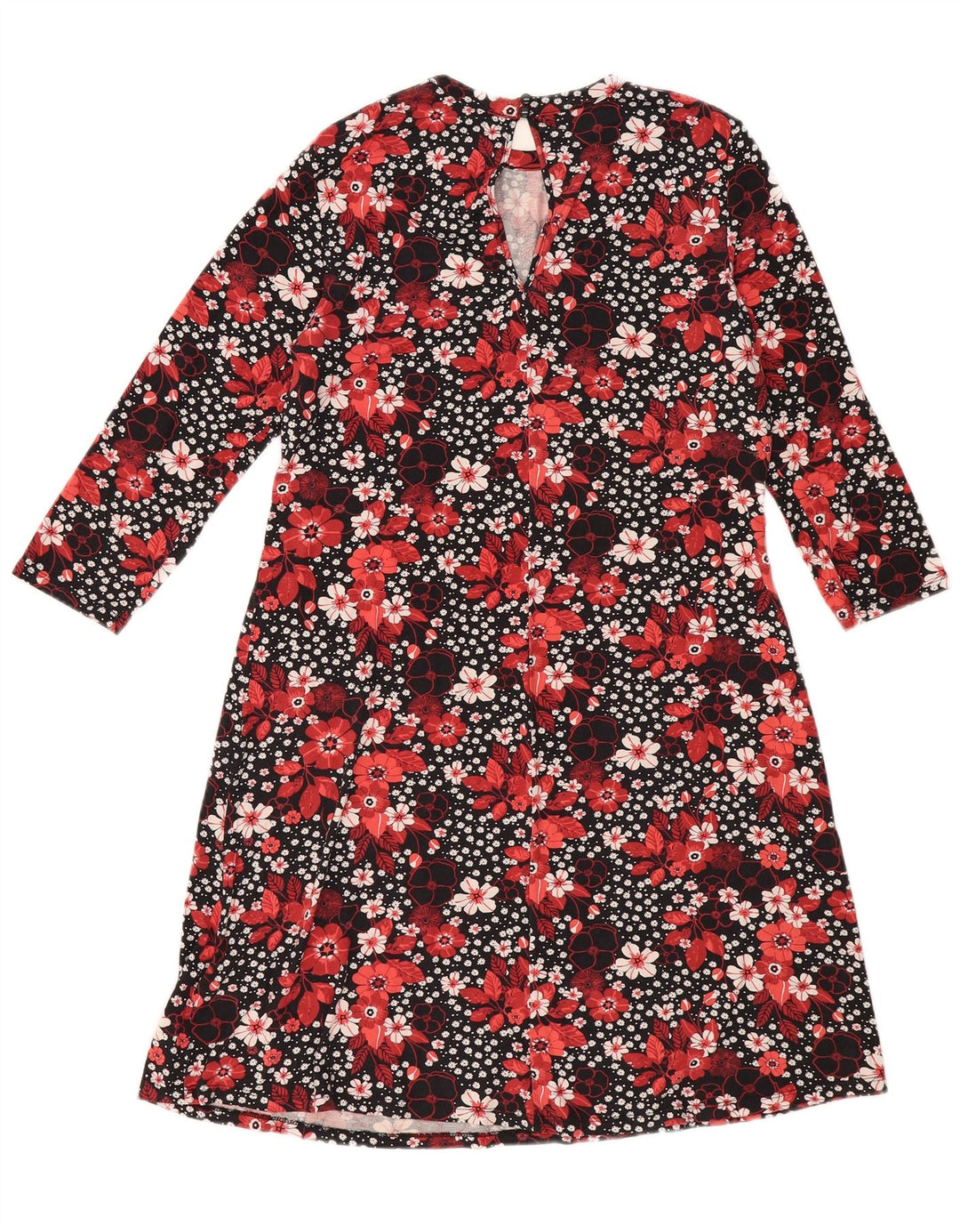 Marks & Spencer Dame 3/4-ærmet Shift Dress UK 12 Medium Black Floral