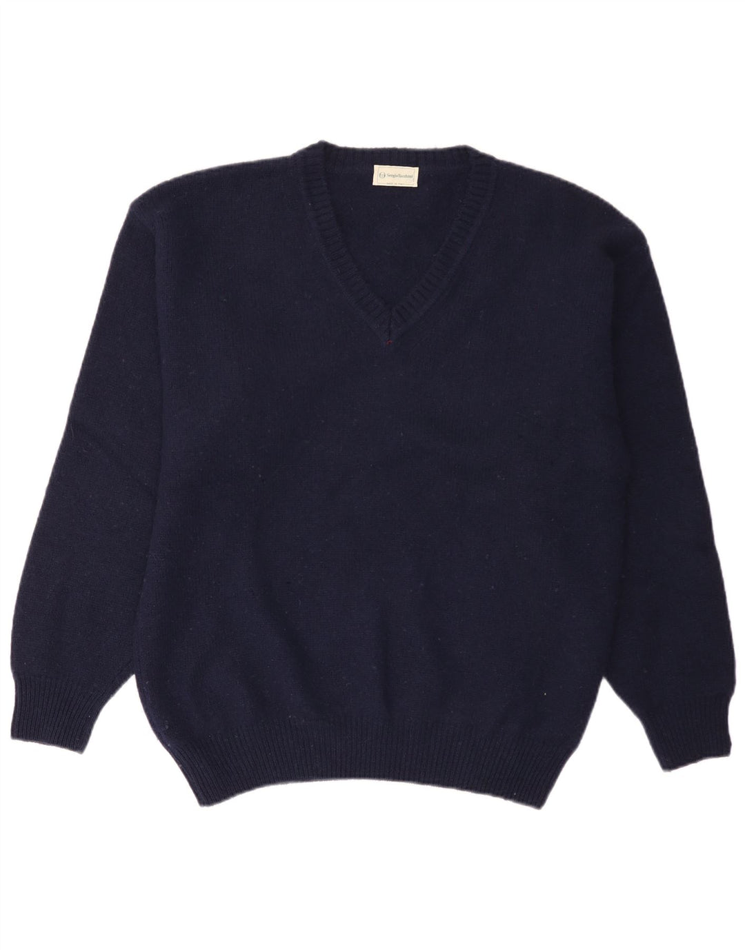 Sergio Tacchini Herre V-hals sweater XL marineblå uld