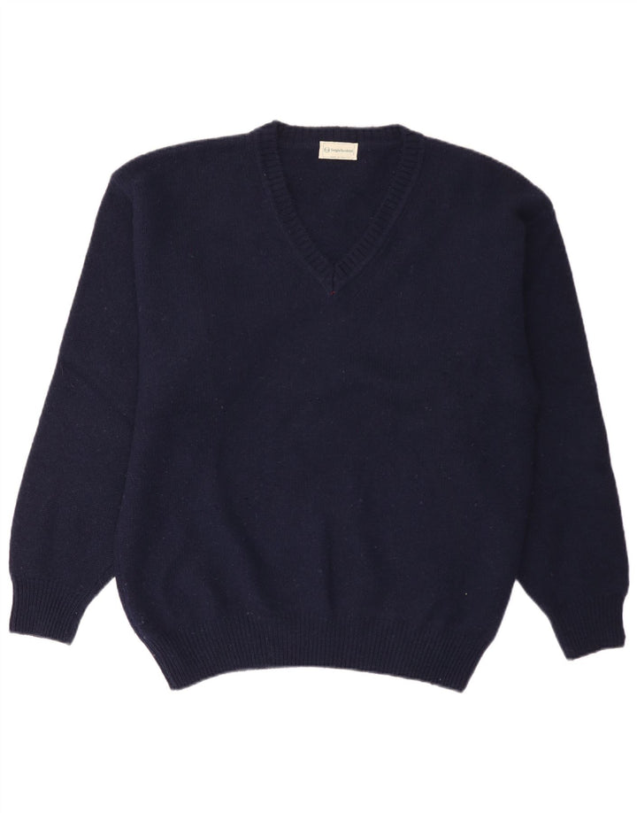 Sergio Tacchini Herre V-hals sweater XL marineblå uld