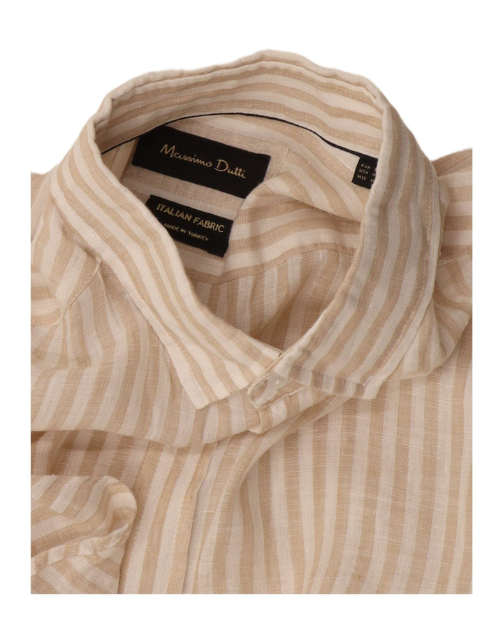 Massimo Dutti Herreskjorte Medium Beige Pinstripe
