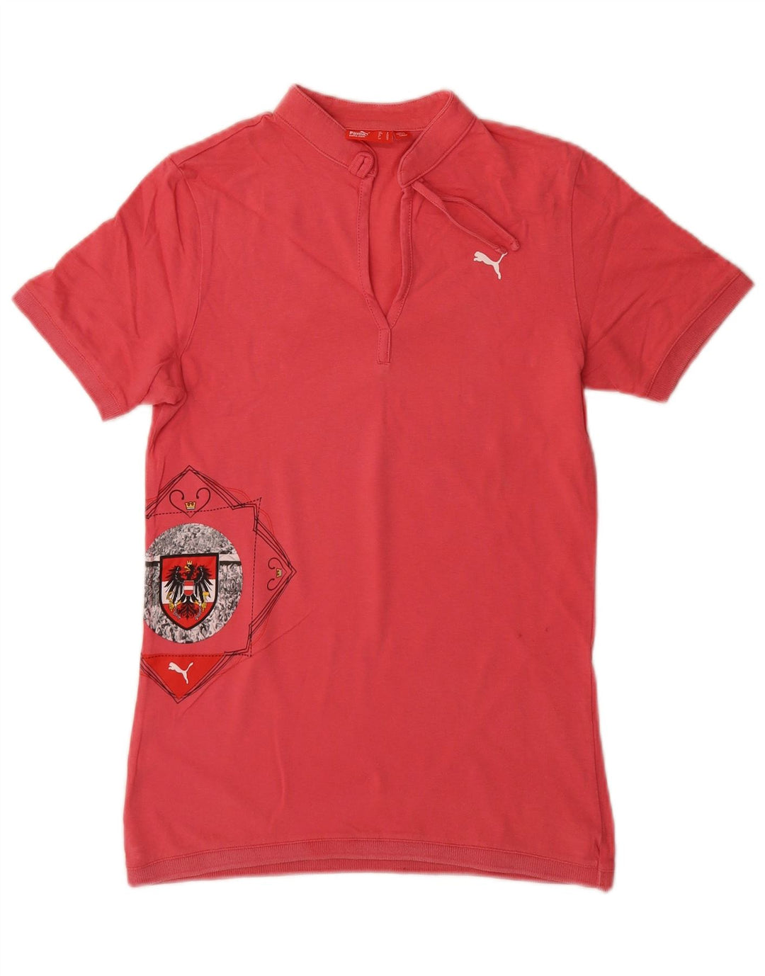 Puma Grafisk T-Shirt Top UK 10 Lille Rød Bomuld