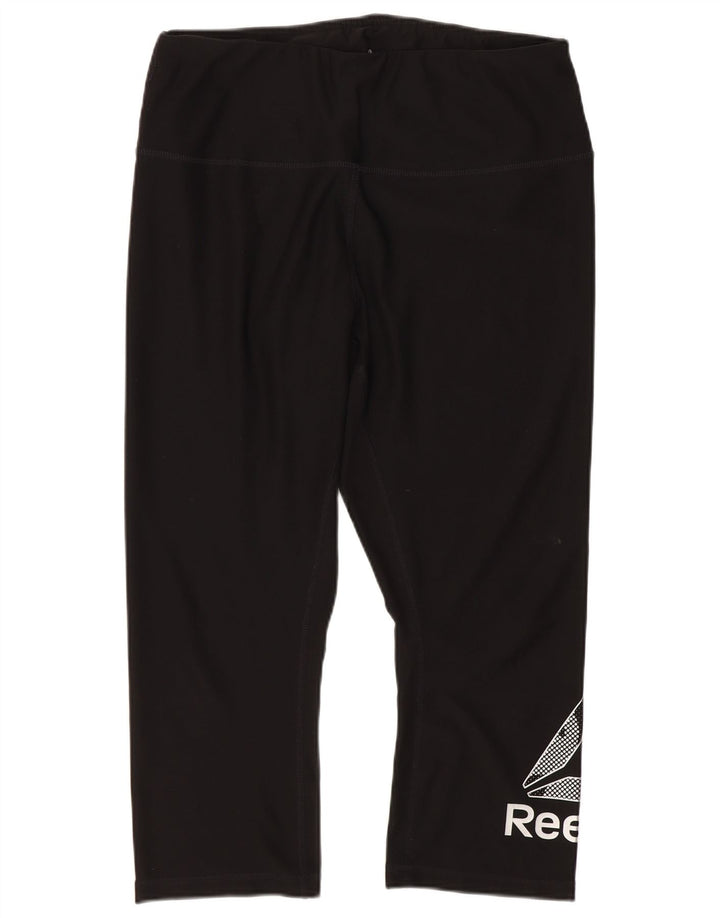 Reebok Womens Grafiske Capri Leggings UK 14 Large Black