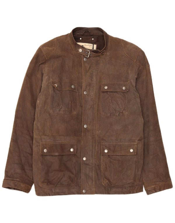 Vintage Herre Motorcykel Læder Utility Jacket UK 38 Medium Brown