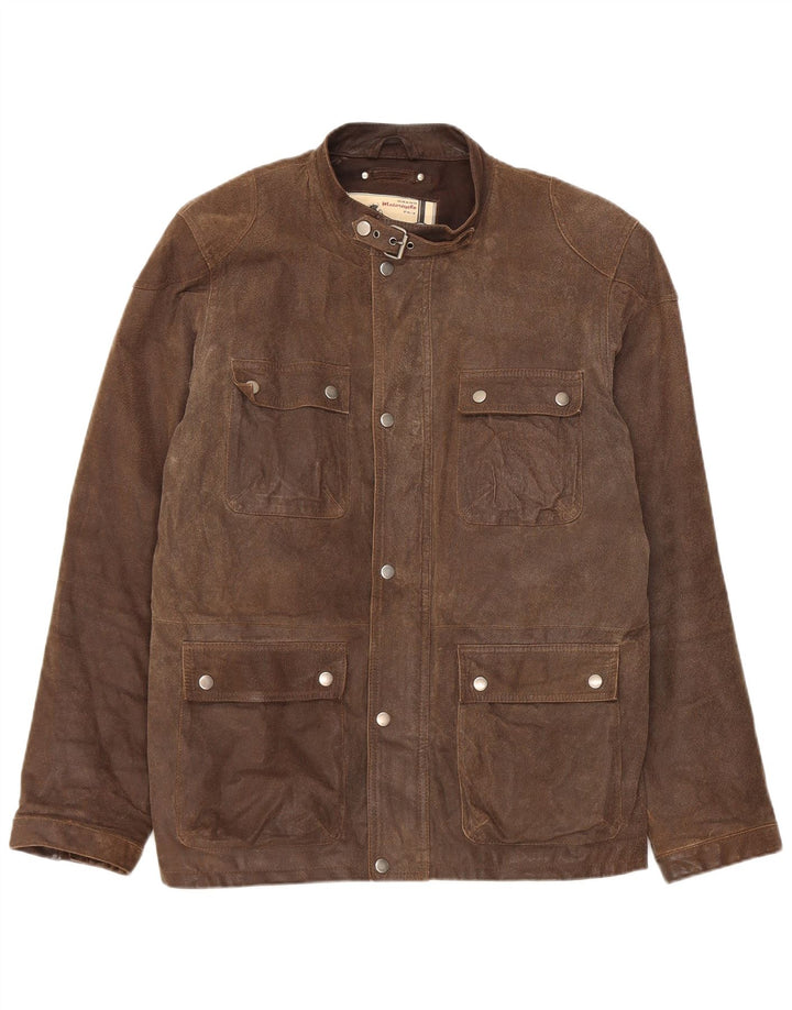 Vintage Herre Motorcykel Læder Utility Jacket UK 38 Medium Brown