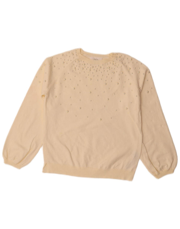 Zara Pige Boat Neck sweater 11-12 års off Hvid plettet bomuld