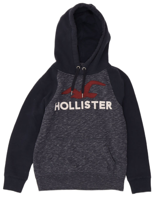 HOLLISTER Grafisk hættetrøje til mænd XS Marineblå Colourblock Bomuld