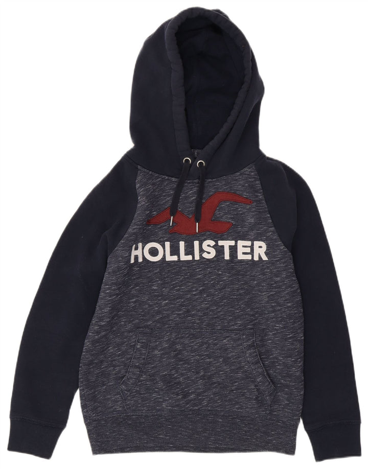 HOLLISTER Grafisk hættetrøje til mænd XS Marineblå Colourblock Bomuld