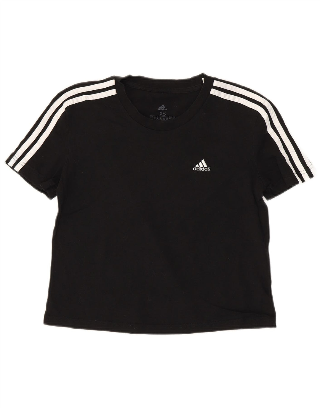 ADIDAS Dame Crop T-Shirt Top UK 4/6 XS Sort Bomuld
