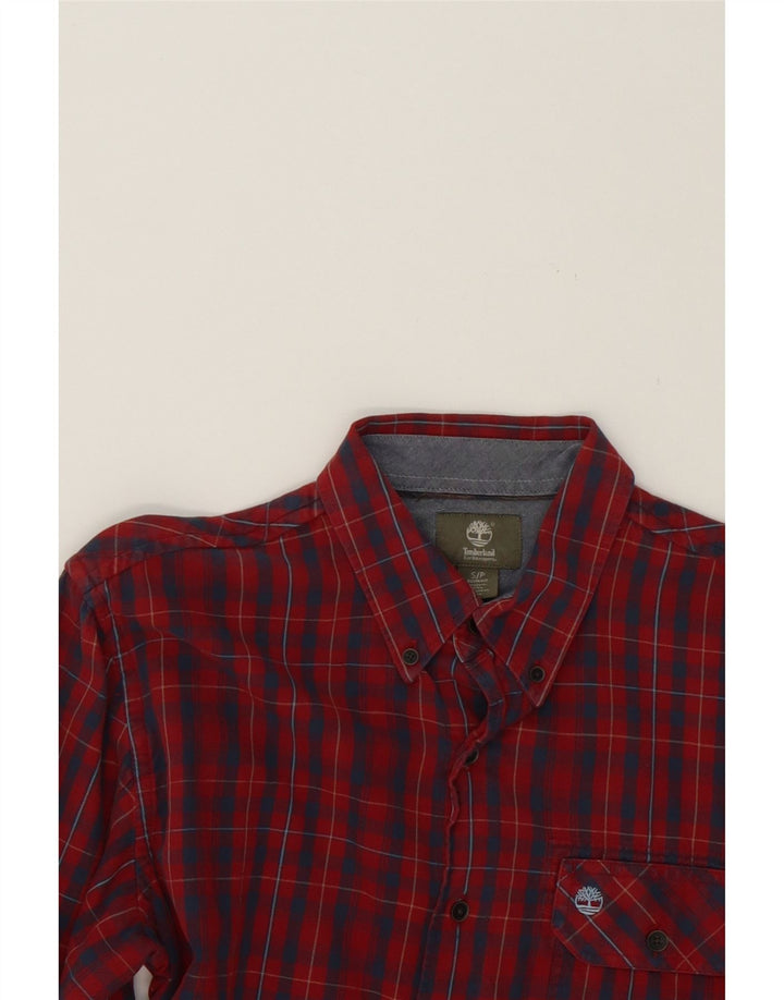 TIMBERLAND Mens Slim Fit Shirt Small Red Check Vintage Timberland and Second-Hand Timberland from Messina Hembry 