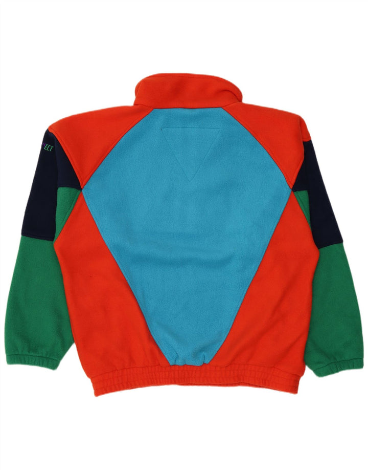Vintage herre lynlås hals fleece jumper stor flerfarvet farveblok