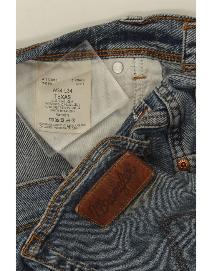 Wrangler Herre Texas Straight Jeans W34 L29 Blå Bomuld