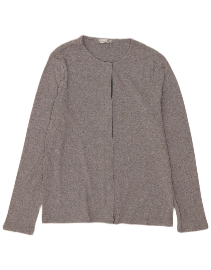Marks & Spencer Dame Cardigan Sweater UK 12 Medium Grey Bomuld