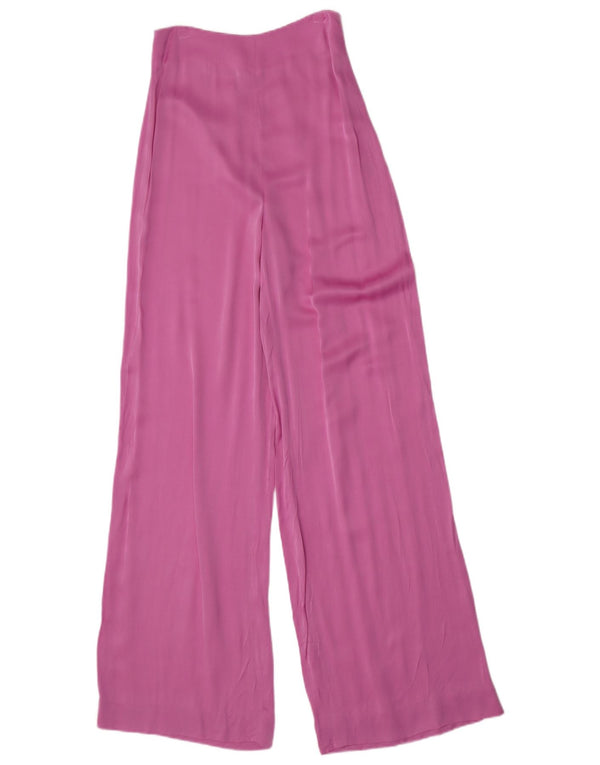 Zara kvinders højtaljede brede ben Casual bukser Medium W28 L33 Pink