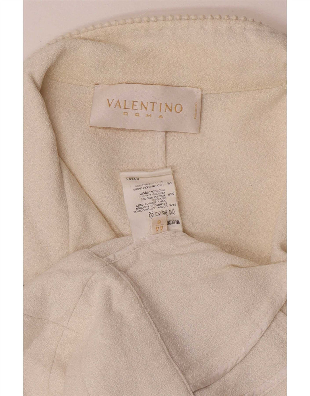 Valentino Dame Crop 1 Knap Blazer Jakke IT 44 Medium Off White Bomuld
