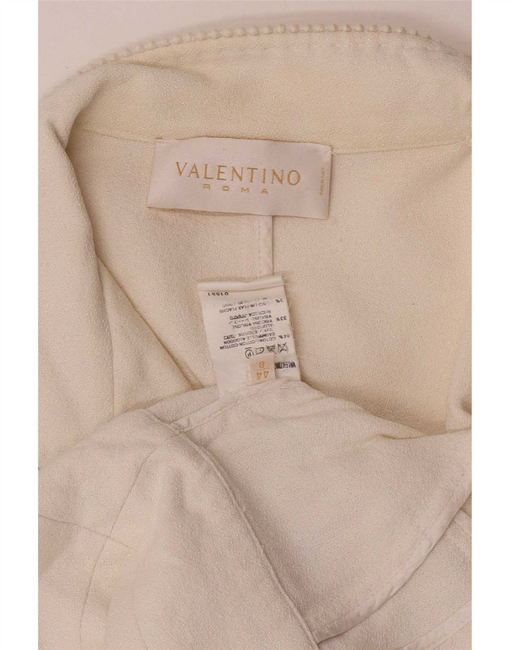 Valentino Dame Crop 1 Knap Blazer Jakke IT 44 Medium Off White Bomuld