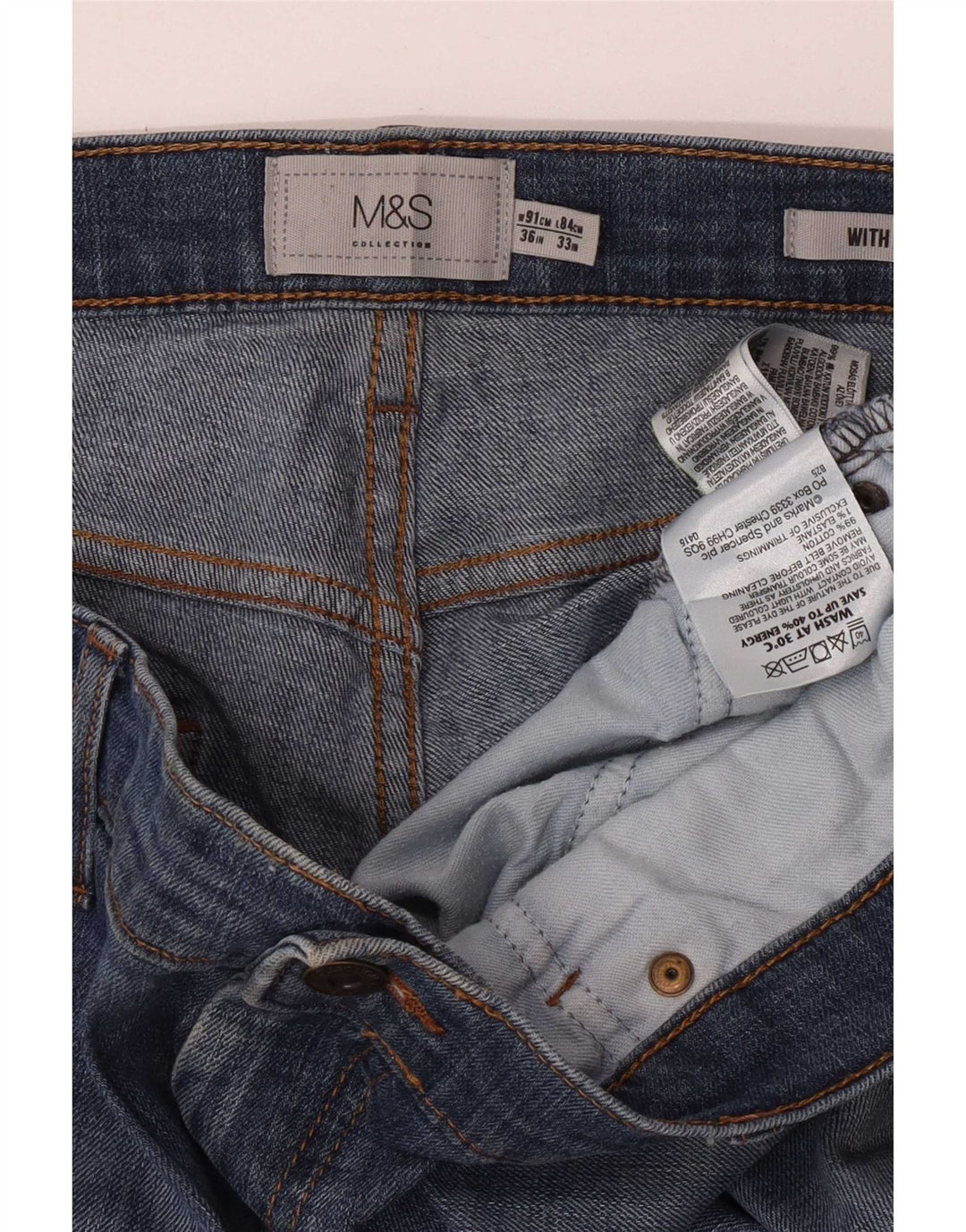 Marks & Spencer Straight Jeans til mænd W36 L33 blå bomuld