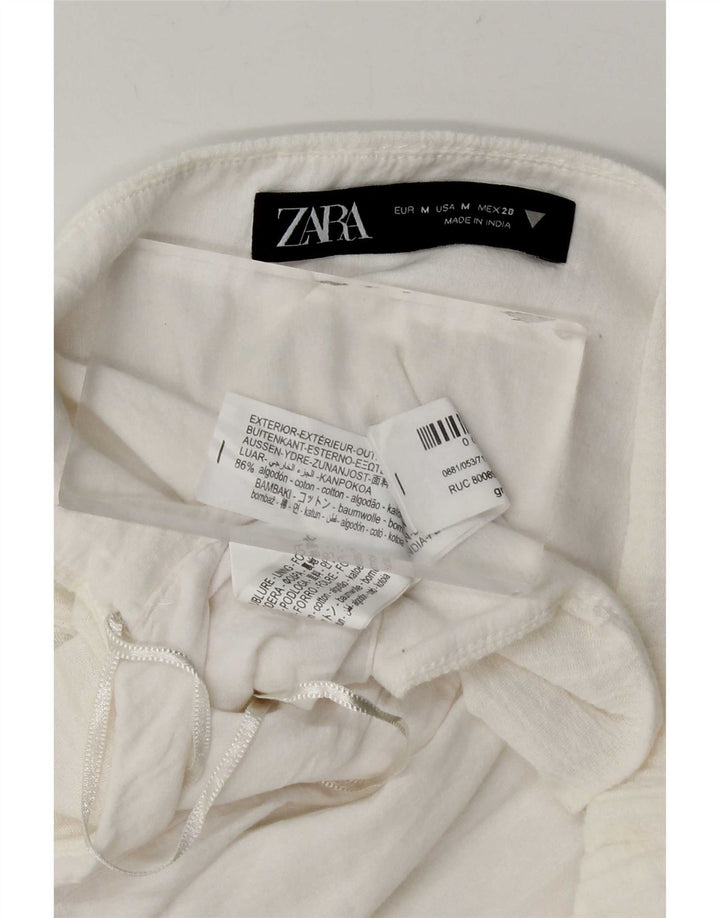 Zara Dame Halter Top UK 12 Medium White Bomuld
