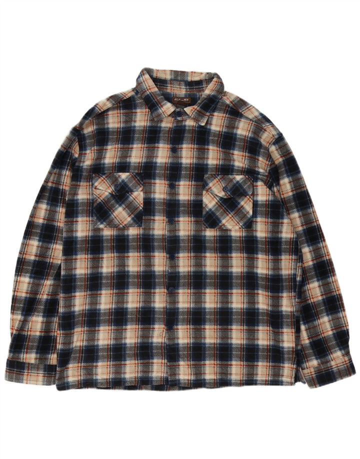 ATLAS TIL MÆND Herre Fleeceskjorte 3XL Blå Ternet Polyester