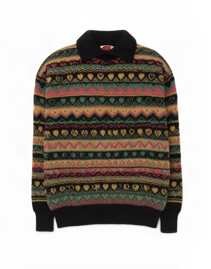 Benetton Dame Polo Neck Jumper Sweater IT 46 Stor Flerfarvet