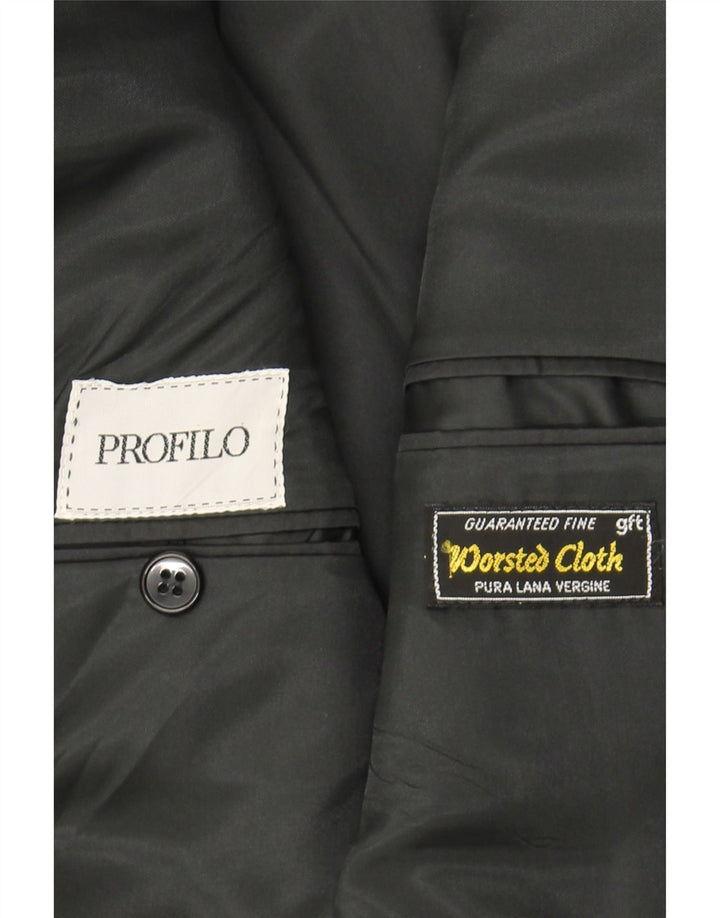 PROFILO Mens 1 Button Blazer Jacket IT 48 Medium Black Virgin Wool Vintage Profilo and Second-Hand Profilo from Messina Hembry 