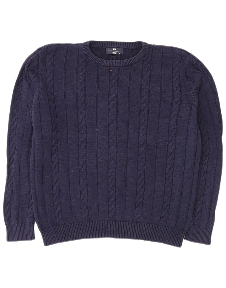 MARKS & SPENCER Herre sweater med rund hals, medium marineblå