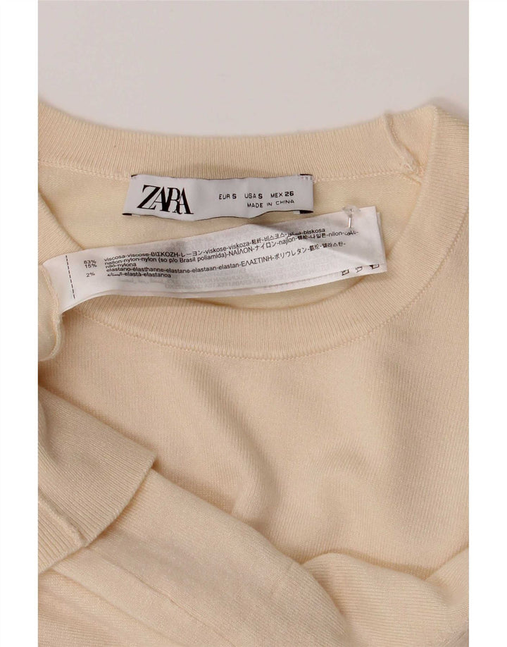 Zara Dame sweater med rund hals DK 8 Small Off White Viscose