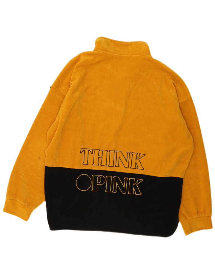 Tænk Pink Herre Grafisk Zip Neck Sweatshirt Jumper Large Gul