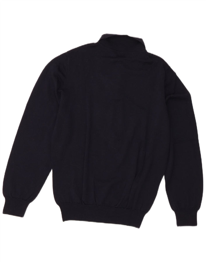 Joop Herre Polo Neck Jumper Sweater IT 48 Medium Navy Blue Virgin Wool