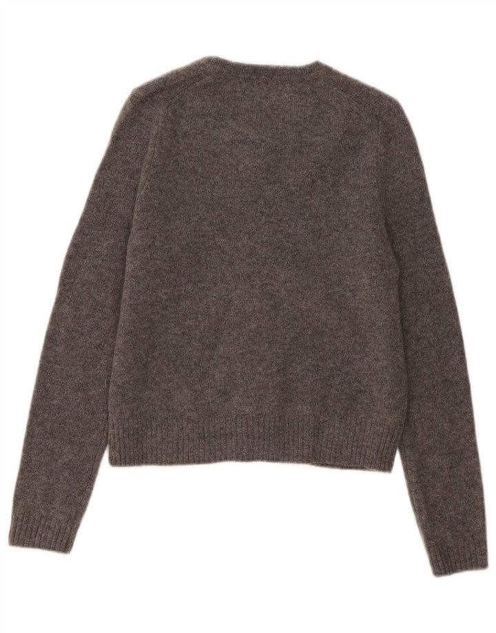 Zara Dame Cardigan Sweater UK 10 Small Grey Flecked Wool