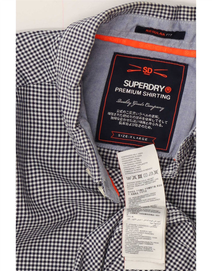Superdry herre Regular Fit skjorte XL marineblå Gingham Cotton