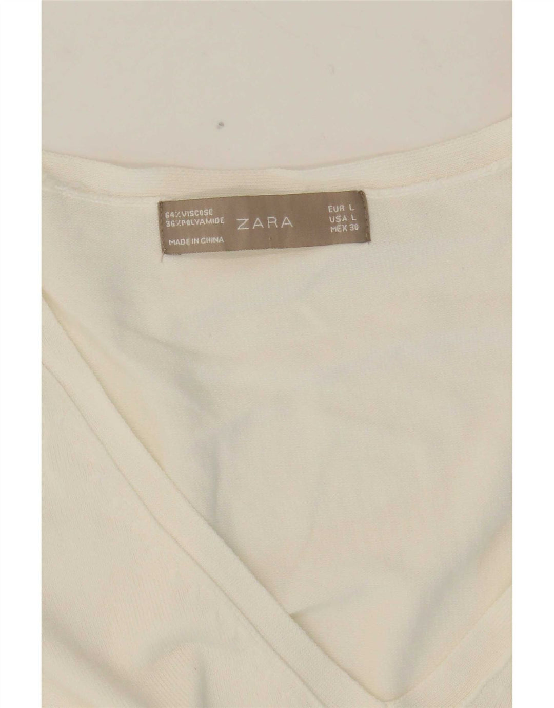 Zara Dame V-hals sweater UK 14 Medium White Viscose