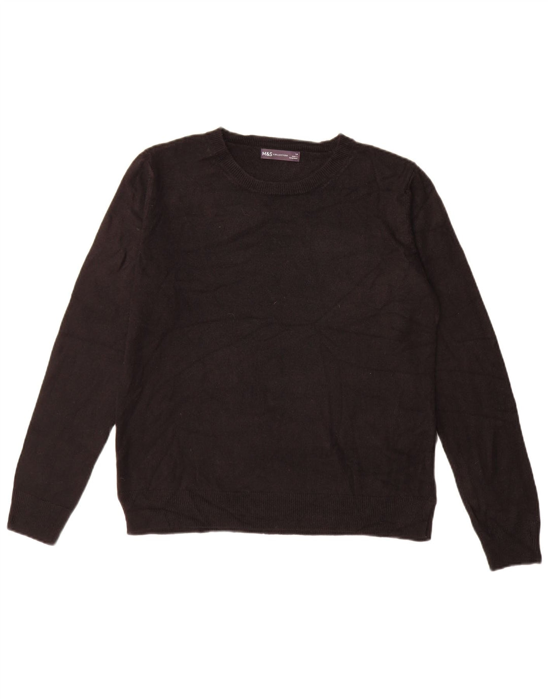 Marks & Spencer Dame sweater med rund hals DK 14 Stor sort akryl