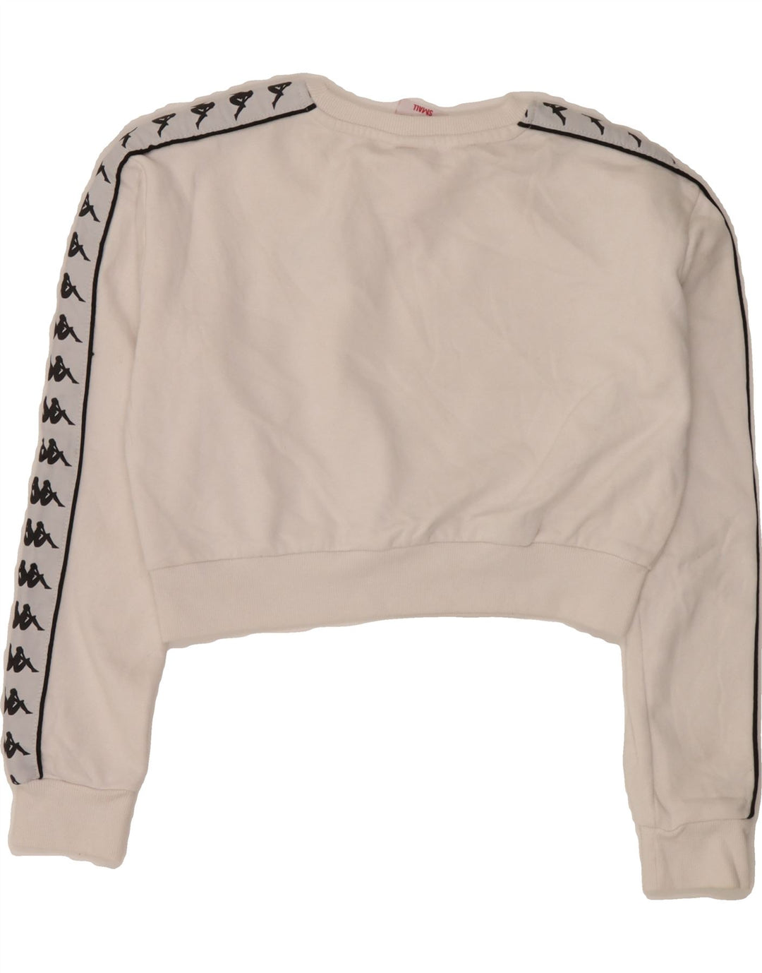 KAPPA Womens Crop Graphic Sweatshirt Jumper UK 10 Small White Vintage Kappa and Second-Hand Kappa from Messina Hembry 