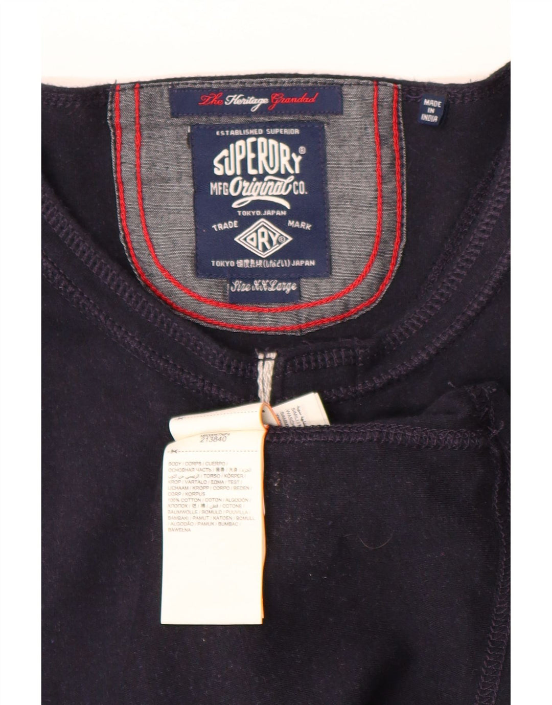 SUPERDRY Herre Top Langærmet 2XL Marineblå Bomuld