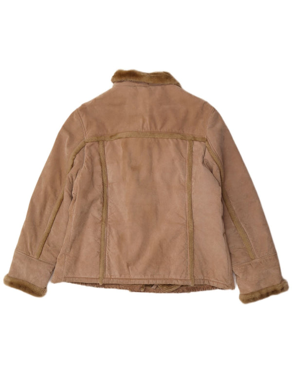 Avitano Dame Oversized Shearling Jacket EU 42 Large Beige