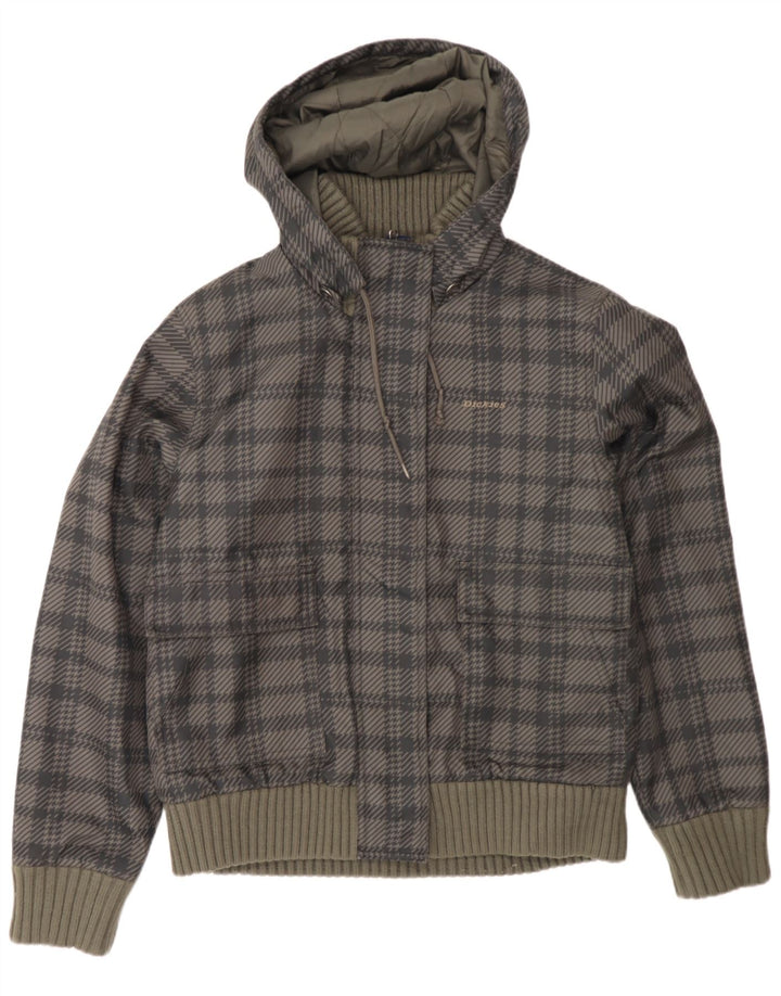 Dickies Dame Hooded Bomber Polstret Jakke UK 14 Large Grey Houndstooth
