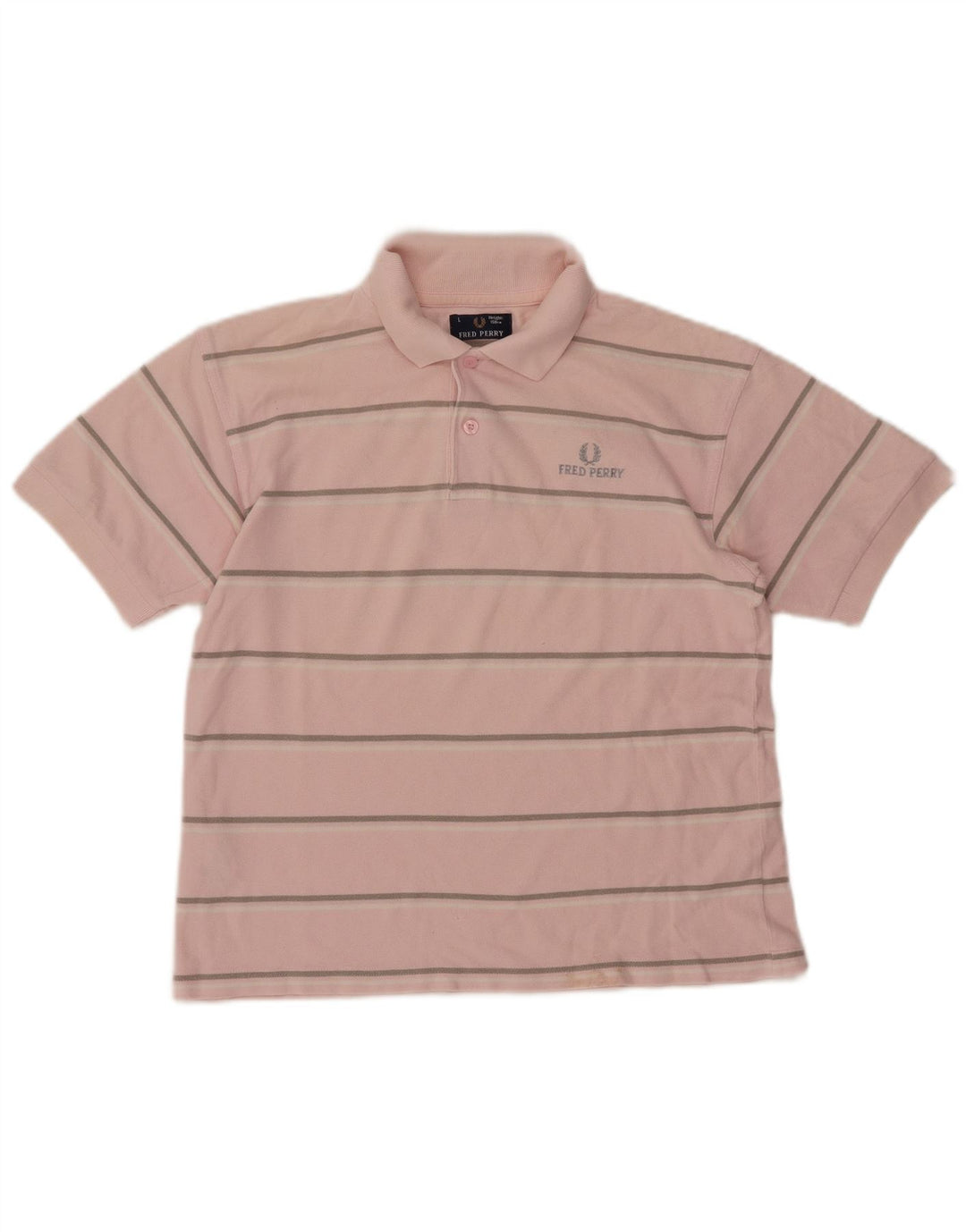 Fred Perry Boys Polo Shirt 12-13 år Stor Pink Stribet Bomuld